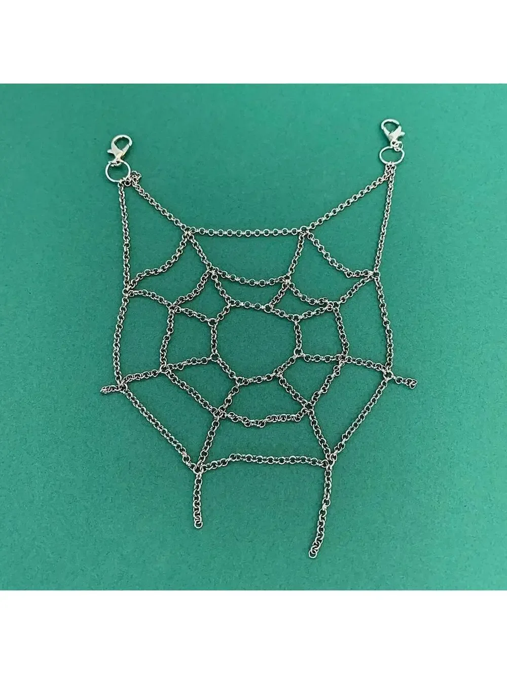 Cyber Y2k style spiderweb ️ silver pocket chain. Punk emo grunge style. This
